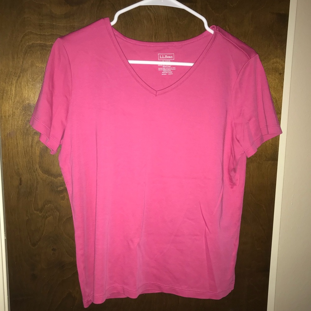 L.L. Bean Pink V-Neck T-Shirt